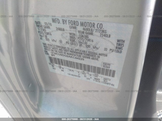 Photo 8 VIN: 1FMCU9DG2AKC44229 - FORD ESCAPE 