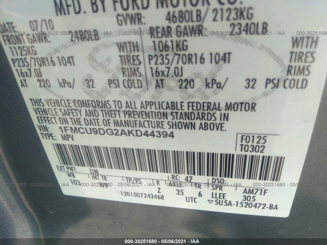 Photo 8 VIN: 1FMCU9DG2AKD44394 - FORD ESCAPE 