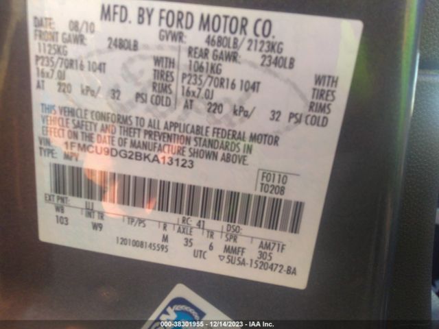 Photo 8 VIN: 1FMCU9DG2BKA13123 - FORD ESCAPE 