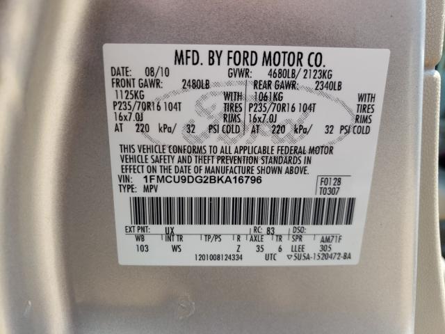 Photo 9 VIN: 1FMCU9DG2BKA16796 - FORD ESCAPE XLT 