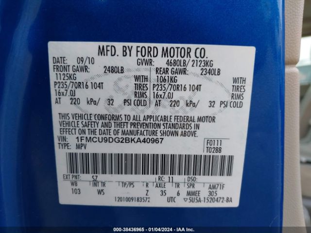 Photo 8 VIN: 1FMCU9DG2BKA40967 - FORD ESCAPE 