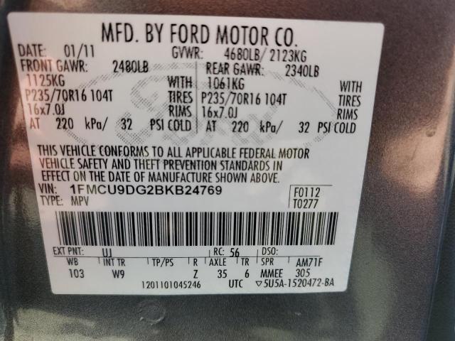 Photo 9 VIN: 1FMCU9DG2BKB24769 - FORD ESCAPE XLT 