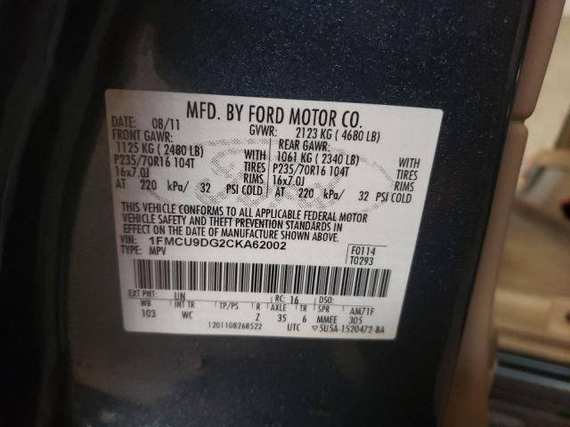 Photo 9 VIN: 1FMCU9DG2CKA62002 - FORD ESCAPE XLT 