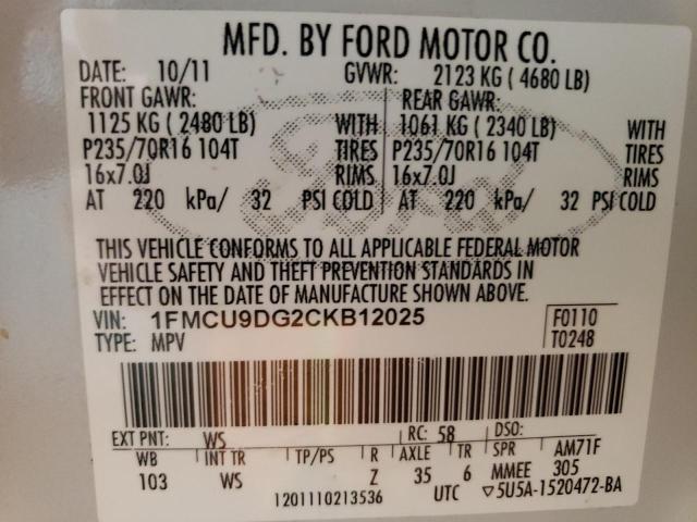 Photo 12 VIN: 1FMCU9DG2CKB12025 - FORD ESCAPE 