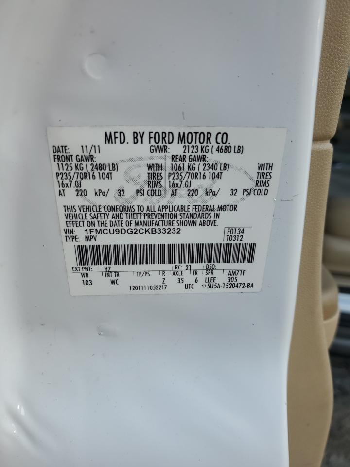 Photo 11 VIN: 1FMCU9DG2CKB33232 - FORD ESCAPE 