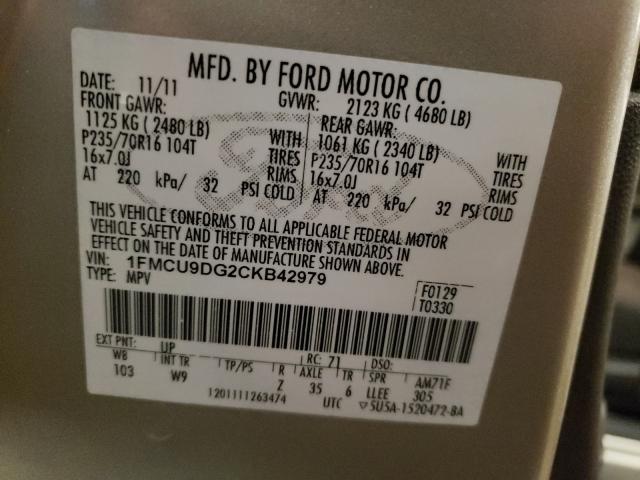 Photo 9 VIN: 1FMCU9DG2CKB42979 - FORD ESCAPE XLT 