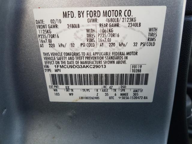 Photo 9 VIN: 1FMCU9DG3AKC29013 - FORD ESCAPE XLT 