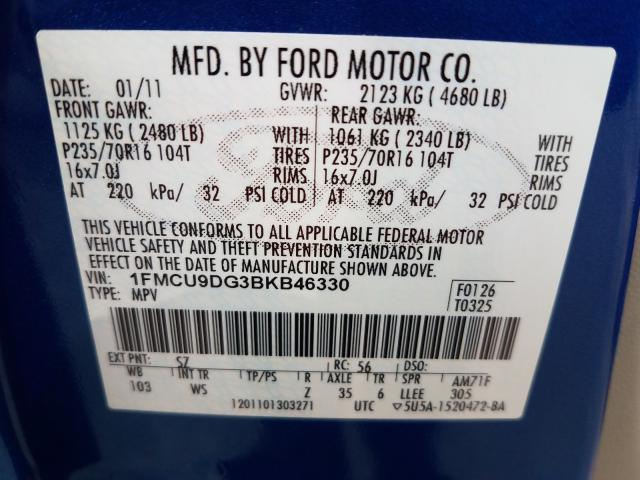 Photo 9 VIN: 1FMCU9DG3BKB46330 - FORD ESCAPE XLT 