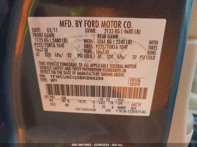 Photo 8 VIN: 1FMCU9DG3BKB99299 - FORD ESCAPE 