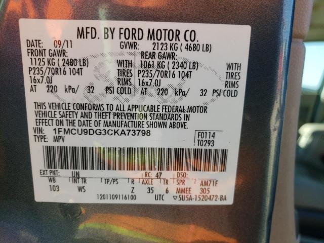 Photo 11 VIN: 1FMCU9DG3CKA73798 - FORD ESCAPE XLT 