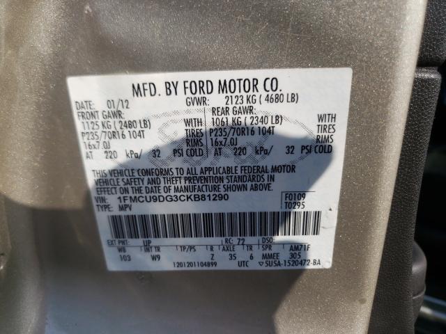 Photo 9 VIN: 1FMCU9DG3CKB81290 - FORD ESCAPE XLT 