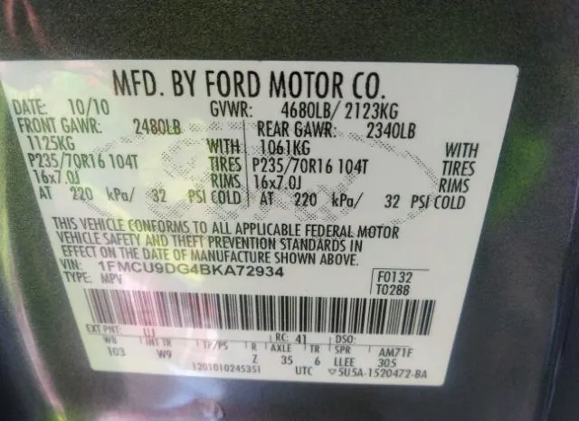 Photo 8 VIN: 1FMCU9DG4BKA72934 - FORD ESCAPE 