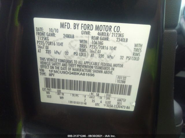 Photo 8 VIN: 1FMCU9DG4BKA81696 - FORD ESCAPE 