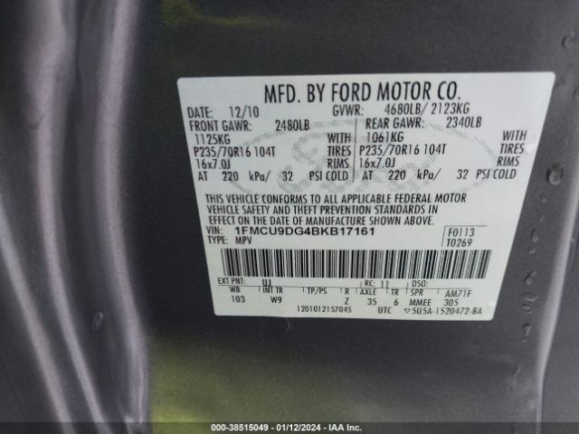 Photo 8 VIN: 1FMCU9DG4BKB17161 - FORD ESCAPE 