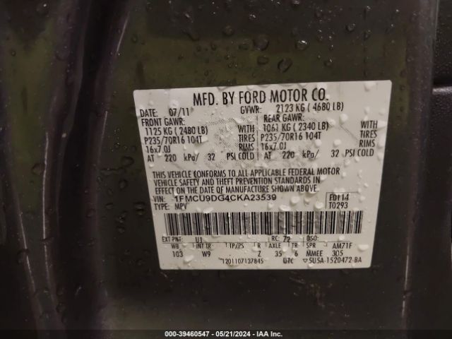 Photo 8 VIN: 1FMCU9DG4CKA23539 - FORD ESCAPE 