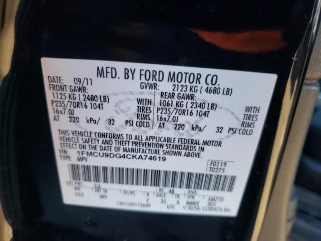 Photo 9 VIN: 1FMCU9DG4CKA74619 - FORD ESCAPE XLT 