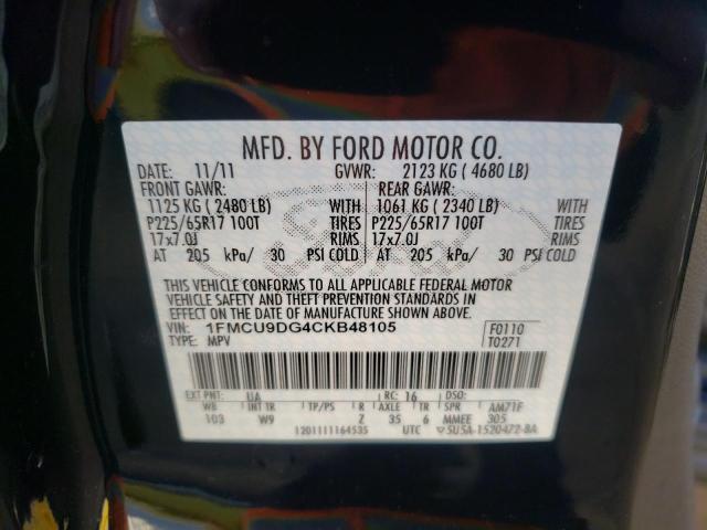 Photo 9 VIN: 1FMCU9DG4CKB48105 - FORD ESCAPE XLT 