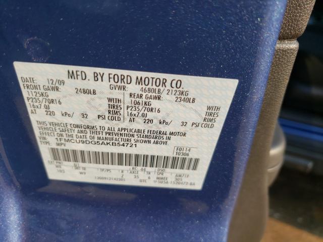 Photo 9 VIN: 1FMCU9DG5AKB54721 - FORD ESCAPE XLT 