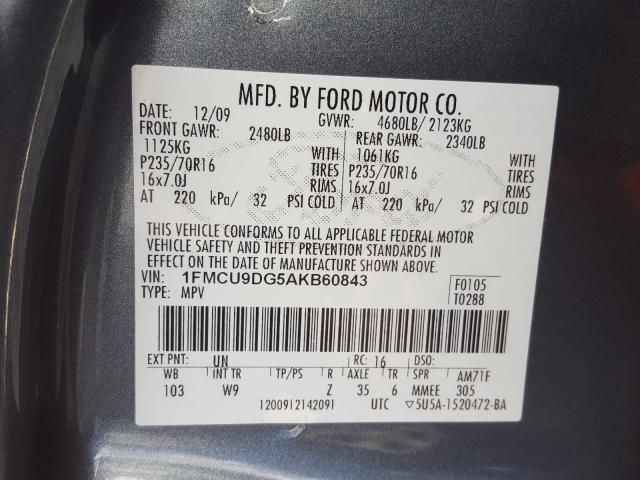 Photo 9 VIN: 1FMCU9DG5AKB60843 - FORD ESCAPE 