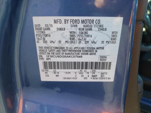 Photo 9 VIN: 1FMCU9DG5AKC07949 - FORD ESCAPE XLT 