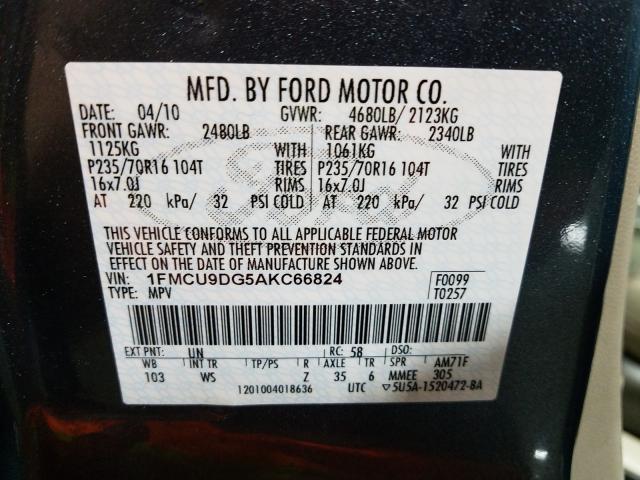 Photo 9 VIN: 1FMCU9DG5AKC66824 - FORD ESCAPE XLT 