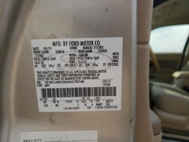 Photo 9 VIN: 1FMCU9DG5AKC78746 - FORD ESCAPE XLT 