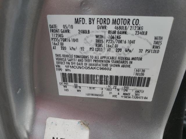 Photo 9 VIN: 1FMCU9DG5AKC96602 - FORD ESCAPE XLT 