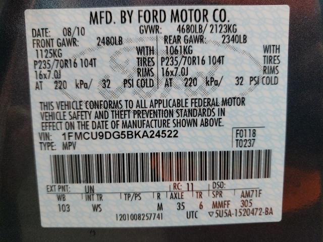 Photo 12 VIN: 1FMCU9DG5BKA24522 - FORD ESCAPE XLT 