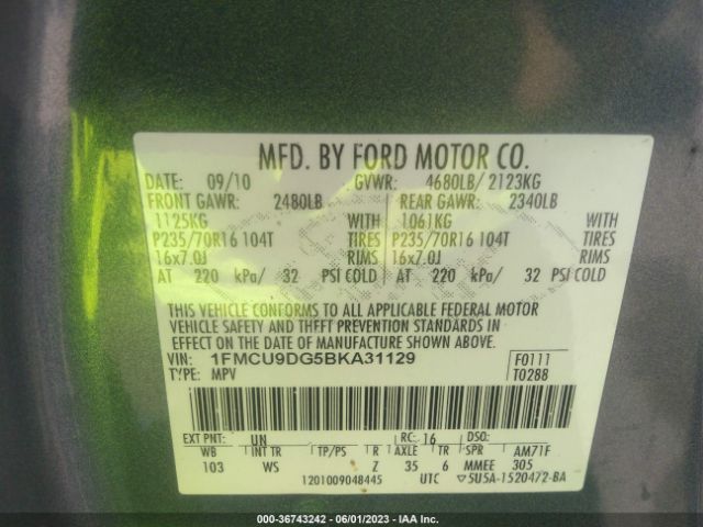 Photo 8 VIN: 1FMCU9DG5BKA31129 - FORD ESCAPE 