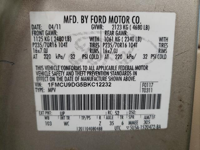 Photo 9 VIN: 1FMCU9DG5BKC12232 - FORD ESCAPE XLT 