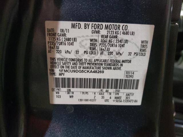 Photo 9 VIN: 1FMCU9DG5CKA48269 - FORD ESCAPE XLT 