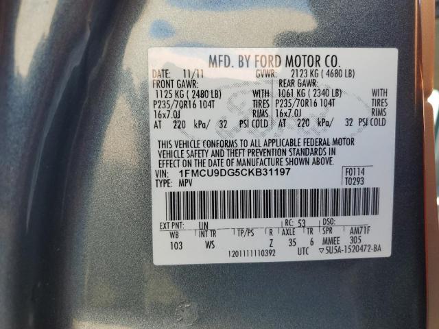 Photo 12 VIN: 1FMCU9DG5CKB31197 - FORD ESCAPE XLT 