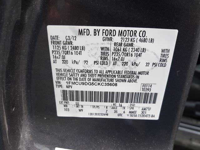 Photo 9 VIN: 1FMCU9DG5CKC35608 - FORD ESCAPE XLT 