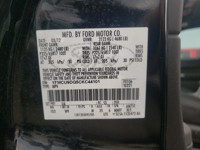 Photo 9 VIN: 1FMCU9DG5CKC44101 - FORD ESCAPE XLT 