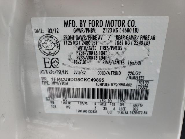 Photo 12 VIN: 1FMCU9DG5CKC49895 - FORD ESCAPE 