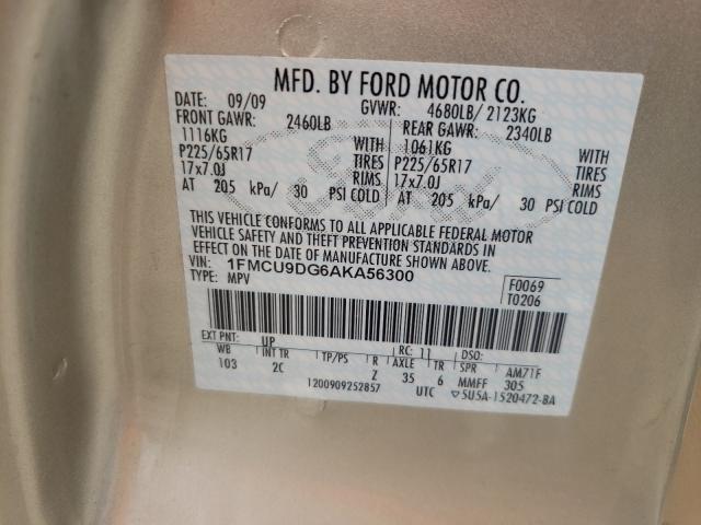 Photo 9 VIN: 1FMCU9DG6AKA56300 - FORD ESCAPE XLT 