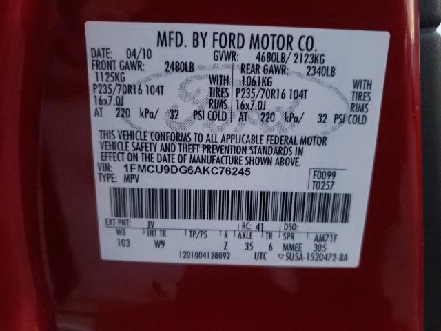 Photo 9 VIN: 1FMCU9DG6AKC76245 - FORD ESCAPE XLT 