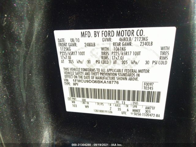 Photo 8 VIN: 1FMCU9DG6BKA18776 - FORD ESCAPE 