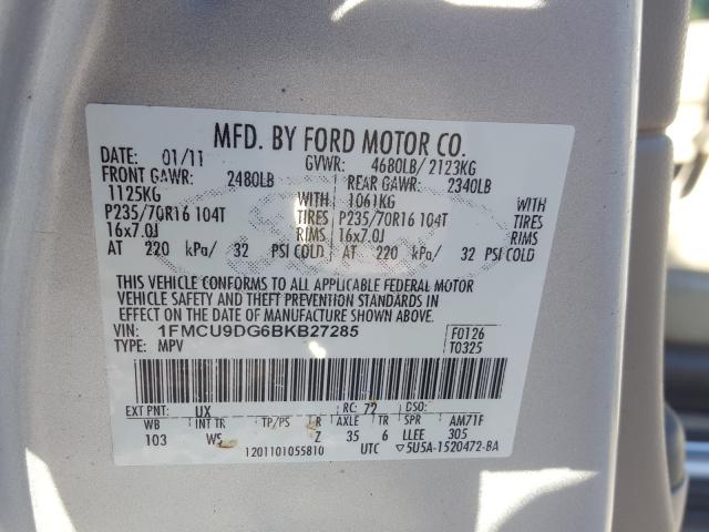 Photo 9 VIN: 1FMCU9DG6BKB27285 - FORD ESCAPE XLT 