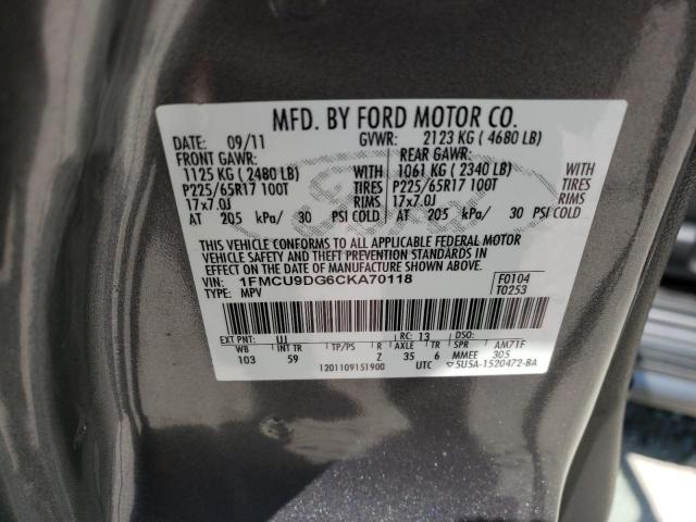 Photo 12 VIN: 1FMCU9DG6CKA70118 - FORD ESCAPE XLT 