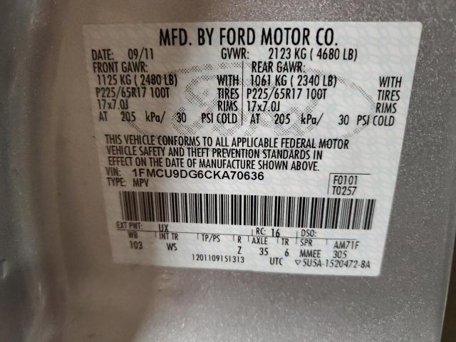 Photo 12 VIN: 1FMCU9DG6CKA70636 - FORD ESCAPE 