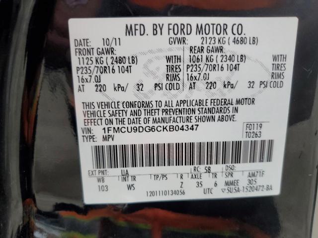 Photo 12 VIN: 1FMCU9DG6CKB04347 - FORD ESCAPE XLT 