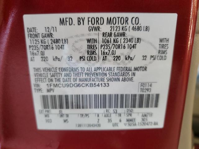 Photo 12 VIN: 1FMCU9DG6CKB54133 - FORD ESCAPE 