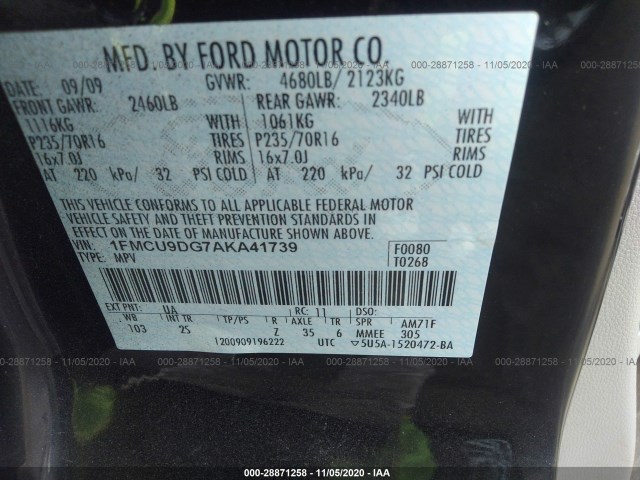 Photo 8 VIN: 1FMCU9DG7AKA41739 - FORD ESCAPE 