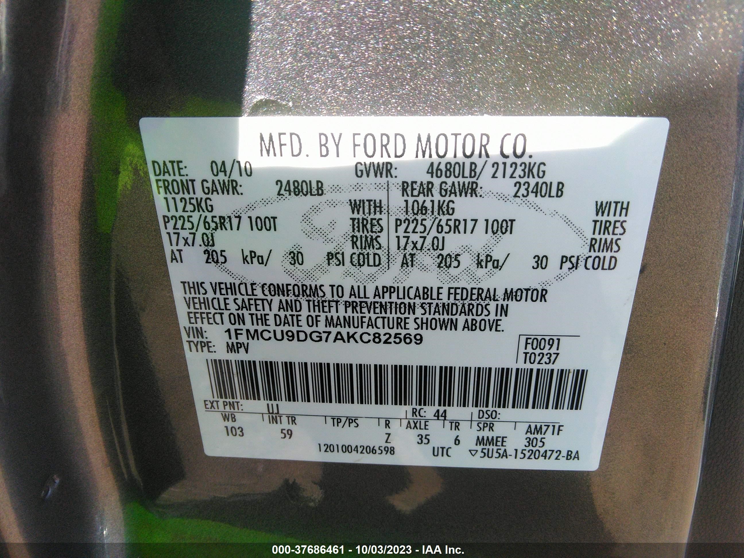 Photo 8 VIN: 1FMCU9DG7AKC82569 - FORD ESCAPE 