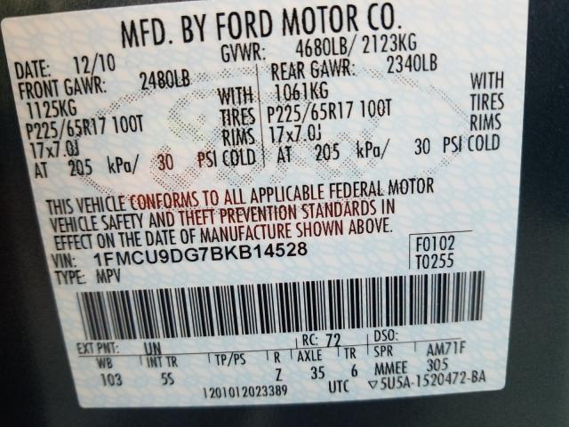 Photo 9 VIN: 1FMCU9DG7BKB14528 - FORD ESCAPE XLT 