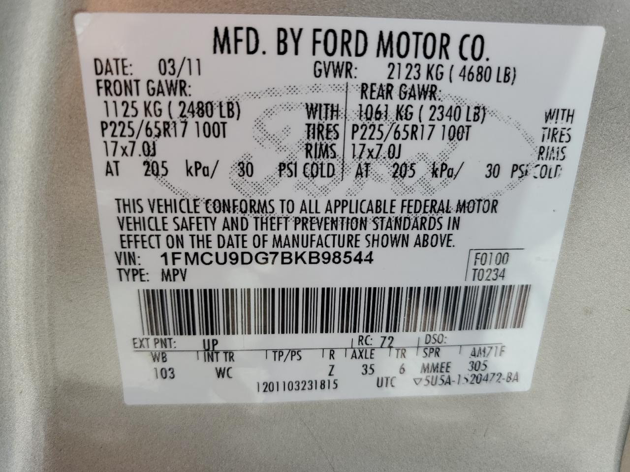 Photo 12 VIN: 1FMCU9DG7BKB98544 - FORD ESCAPE 