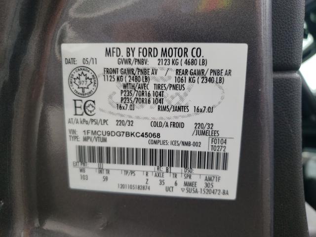 Photo 9 VIN: 1FMCU9DG7BKC45068 - FORD ESCAPE XLT 