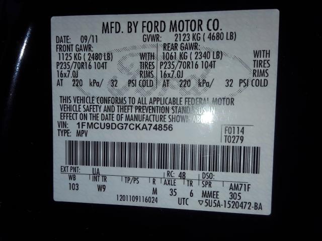 Photo 9 VIN: 1FMCU9DG7CKA74856 - FORD ESCAPE XLT 