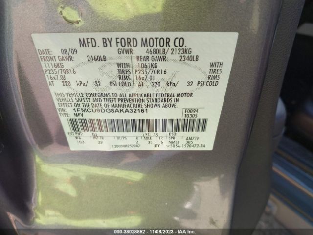 Photo 8 VIN: 1FMCU9DG8AKA32161 - FORD ESCAPE 